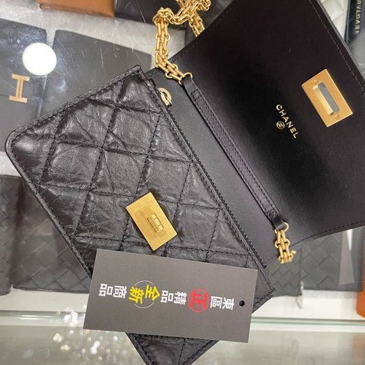 東區正精品㊣CHANEL AP1764 全新香奈兒黑色羊皮2.55金扣晚宴包斜背包 RZ3241-5