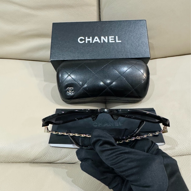 Chanel 香奈兒 經典鏈條款黑色墨鏡/98新美品-5