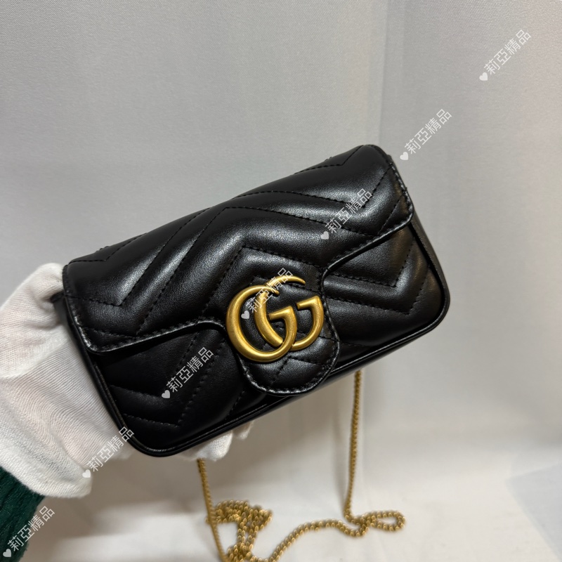 莉亞精品♡ Gucci Super mini 黑金 二手美包-2