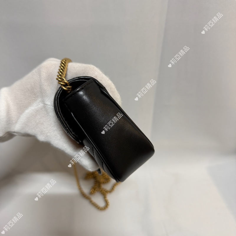 莉亞精品♡ Gucci Super mini 黑金 二手美包-5