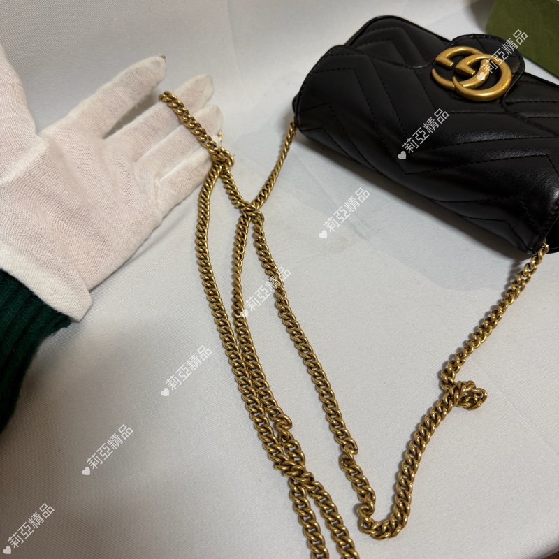 莉亞精品♡ Gucci Super mini 黑金 二手美包-12