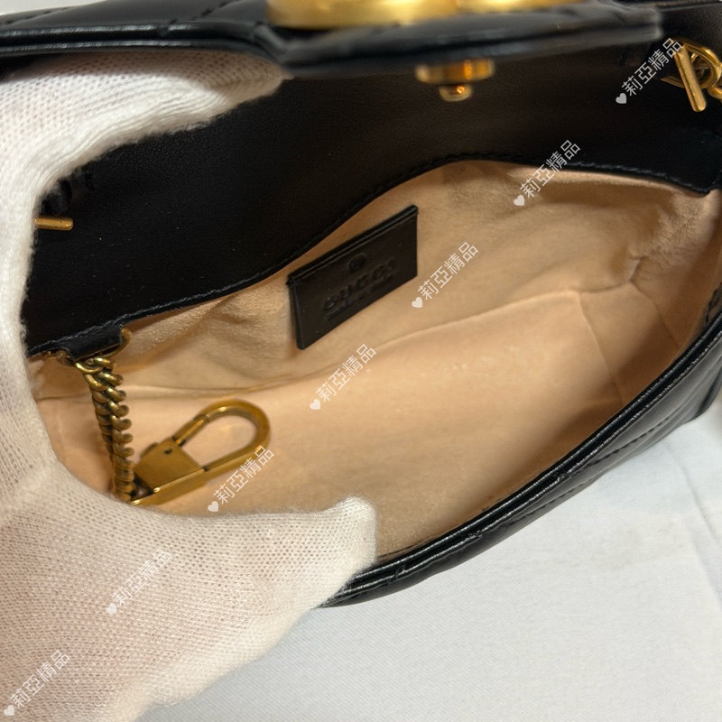 莉亞精品♡ Gucci Super mini 黑金 二手美包-13