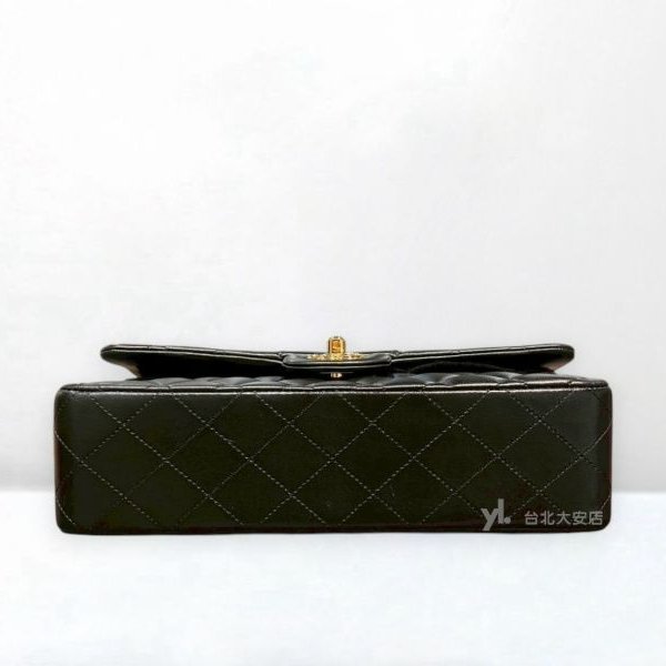 A13173-Chanel CF25黑金羊皮菱格紋coco25 口蓋包/A01112-4