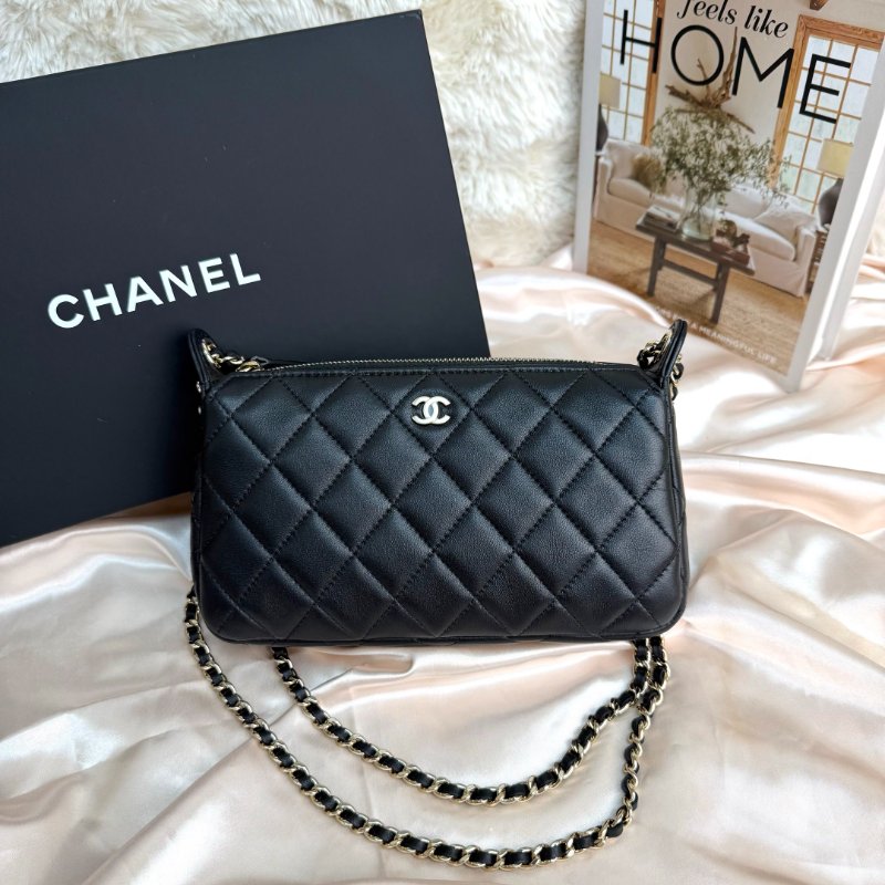 Chanel 25A麻將包 羊皮 黑色-0