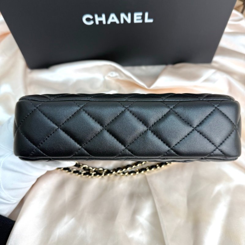 Chanel 25A麻將包 羊皮 黑色-5