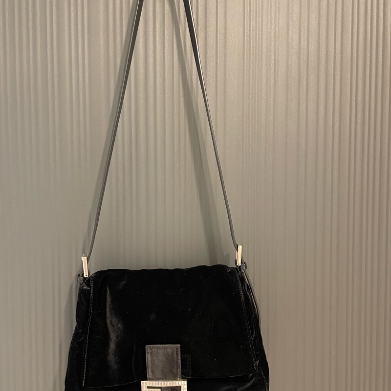 Fendi 絨布 石華洛世奇水鑽 包-0