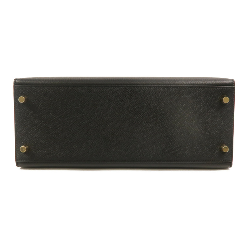 HERMES Epsom皮革Kelly 28 SPO手挽肩背兩用袋Noir/Craie-3