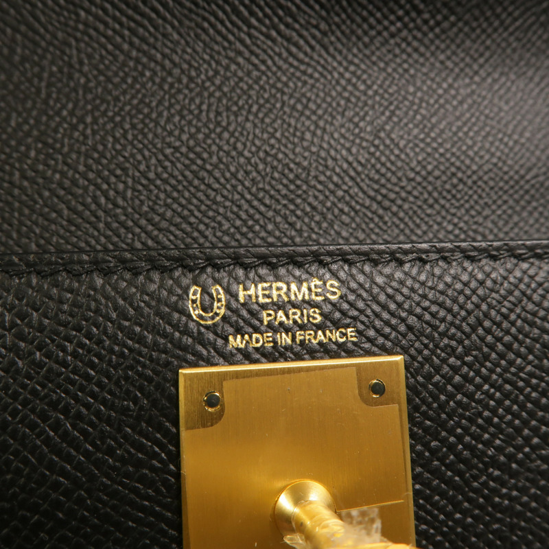 HERMES Epsom皮革Kelly 28 SPO手挽肩背兩用袋Noir/Craie-5