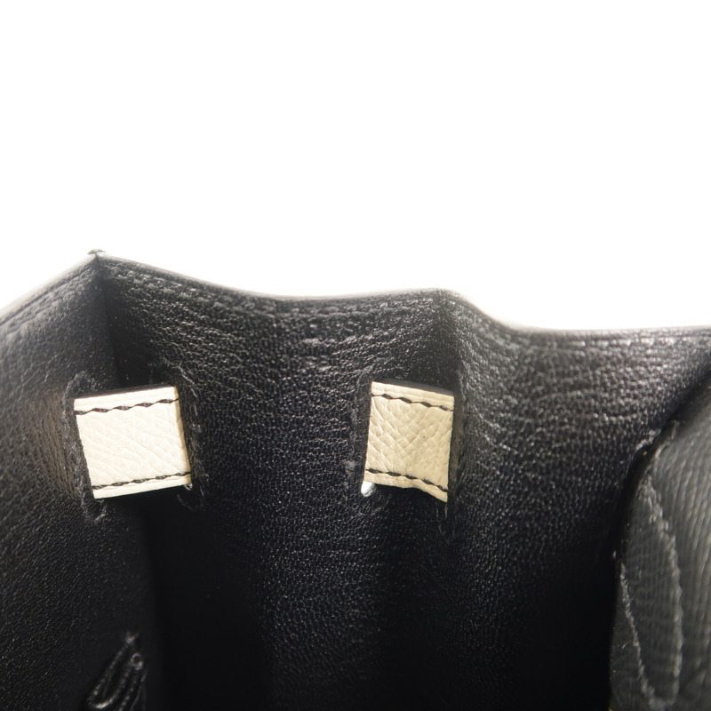 HERMES Epsom皮革Kelly 28 SPO手挽肩背兩用袋Noir/Craie-6