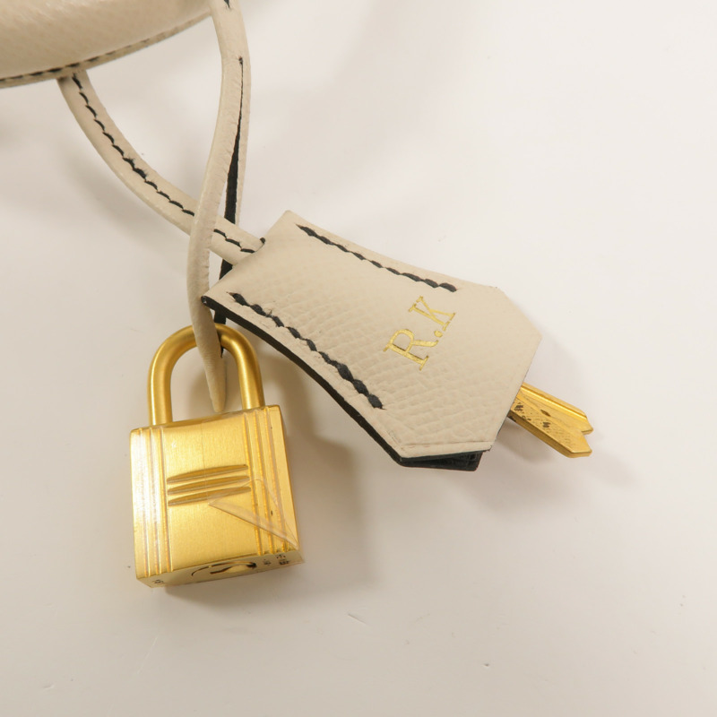 HERMES Epsom皮革Kelly 28 SPO手挽肩背兩用袋Noir/Craie-9