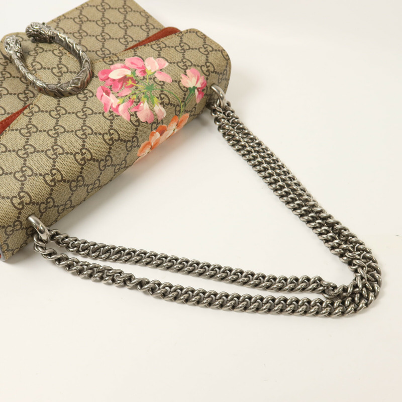 GUCCI 塗層帆布/麂皮皮革Dionysus鏈帶肩背袋-8