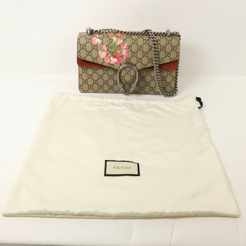 GUCCI 塗層帆布/麂皮皮革Dionysus鏈帶肩背袋-9
