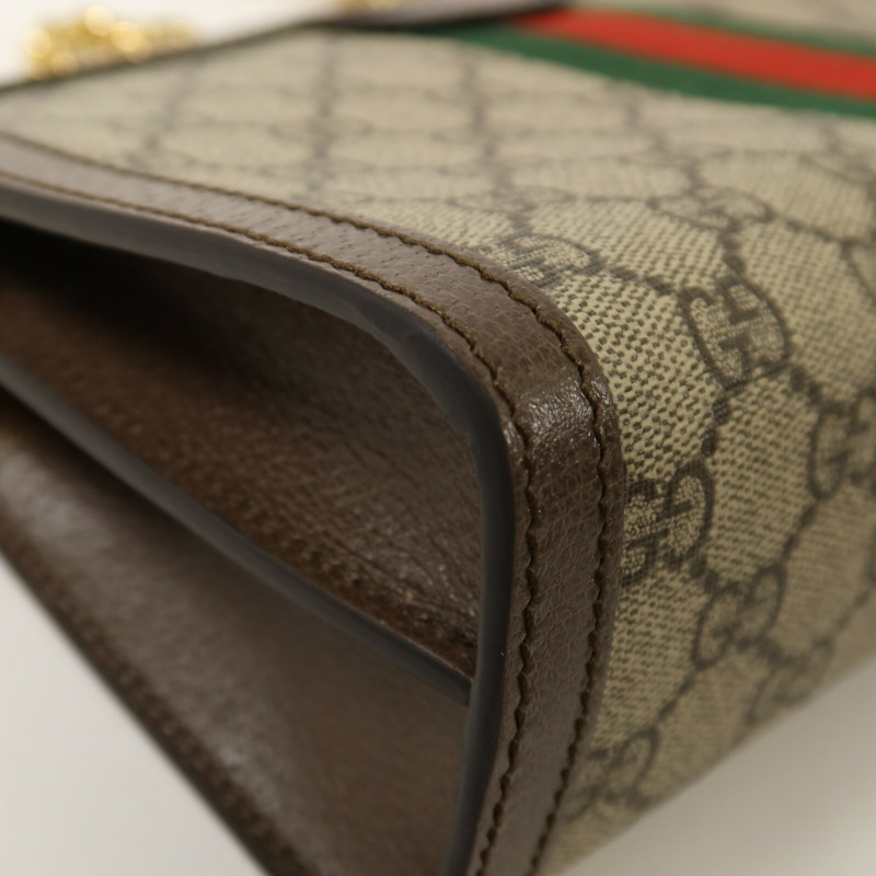 GUCCI 塗層帆布Ophidia GG鏈帶肩背袋-14