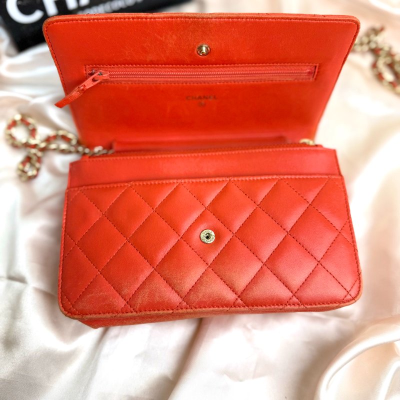 Chanel Woc 紅色 羊皮 22開-5