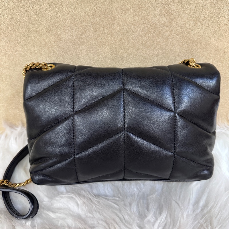 YSL Puffer Mini黑羊皮肩斜背包-1