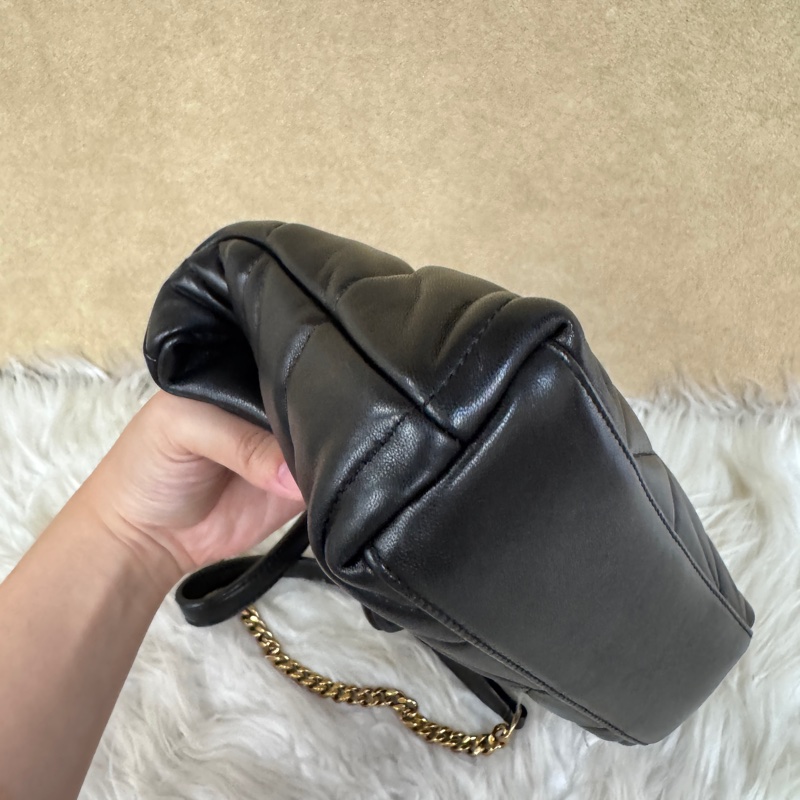 YSL Puffer Mini黑羊皮肩斜背包-5