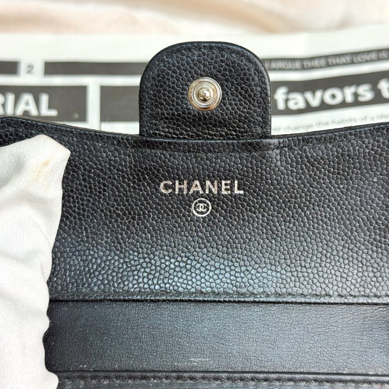 Chanel CLASSIC FLAP 雙C短款錢包 黑銀-8
