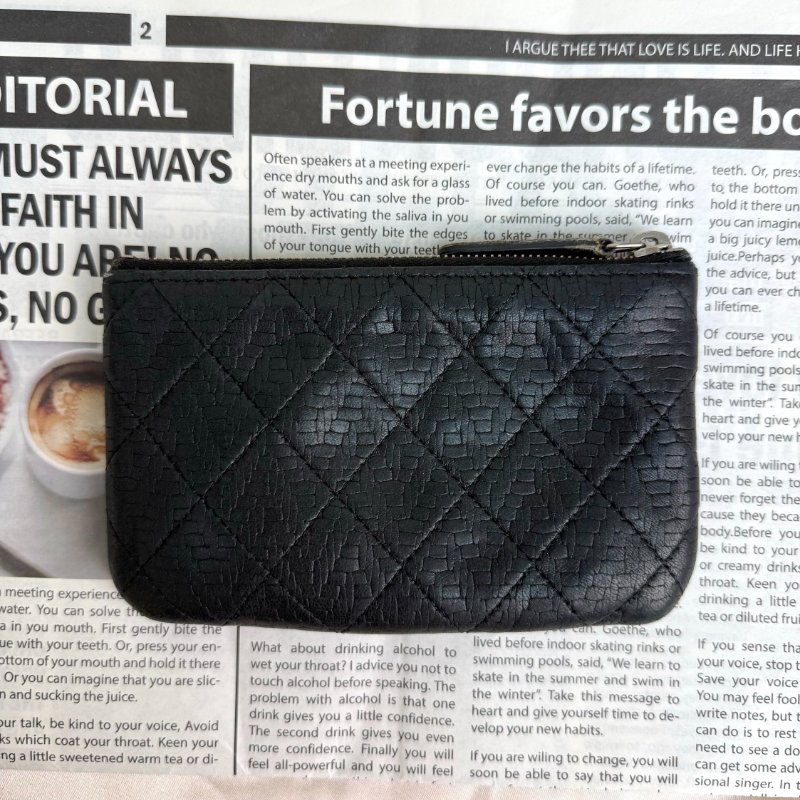 Chanel Cosmetic Case 黑色 菱格紋 羊皮 mini 銀扣-2