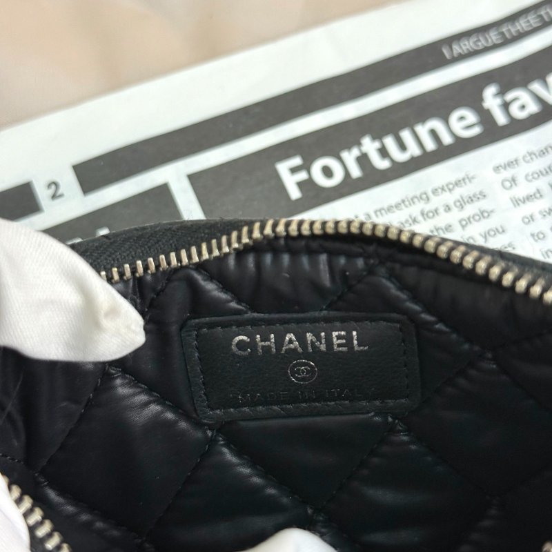 Chanel Cosmetic Case 黑色 菱格紋 羊皮 mini 銀扣-7