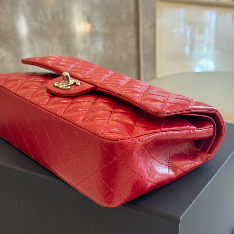 *SHIHNA名牌精品* Chanel Coco 紅色羊皮銀釦 CF25口蓋包-1