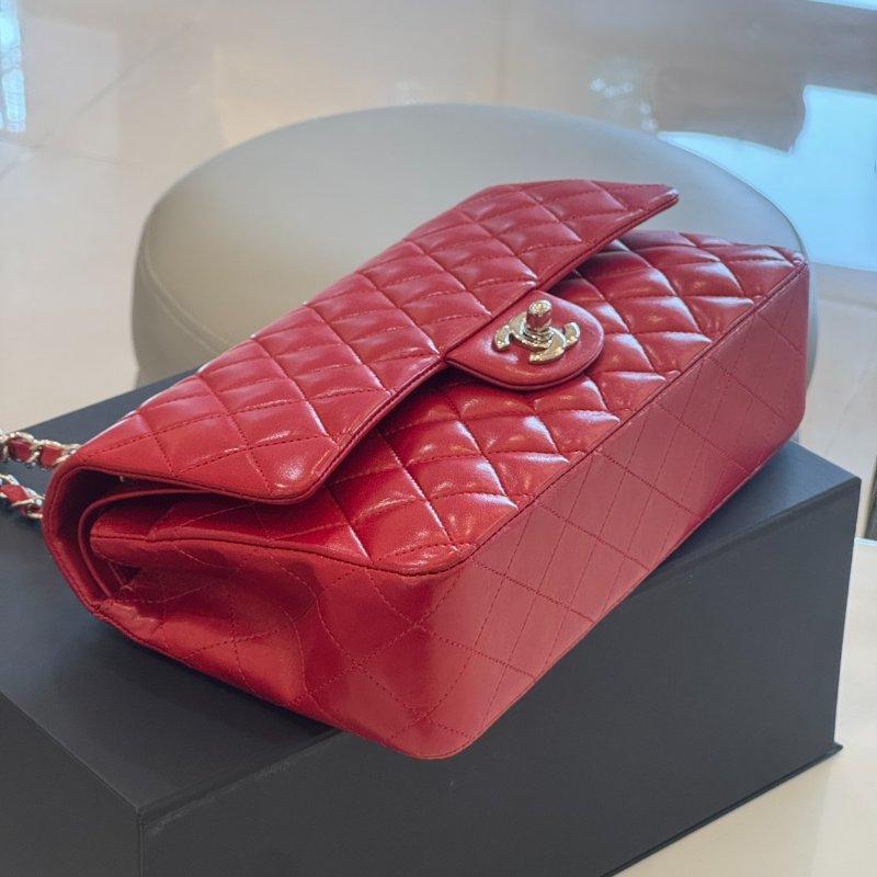 *SHIHNA名牌精品* Chanel Coco 紅色羊皮銀釦 CF25口蓋包-2