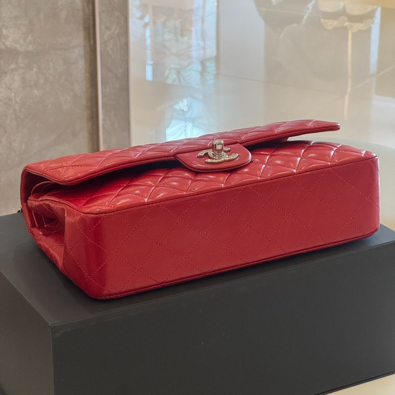 *SHIHNA名牌精品* Chanel Coco 紅色羊皮銀釦 CF25口蓋包-3