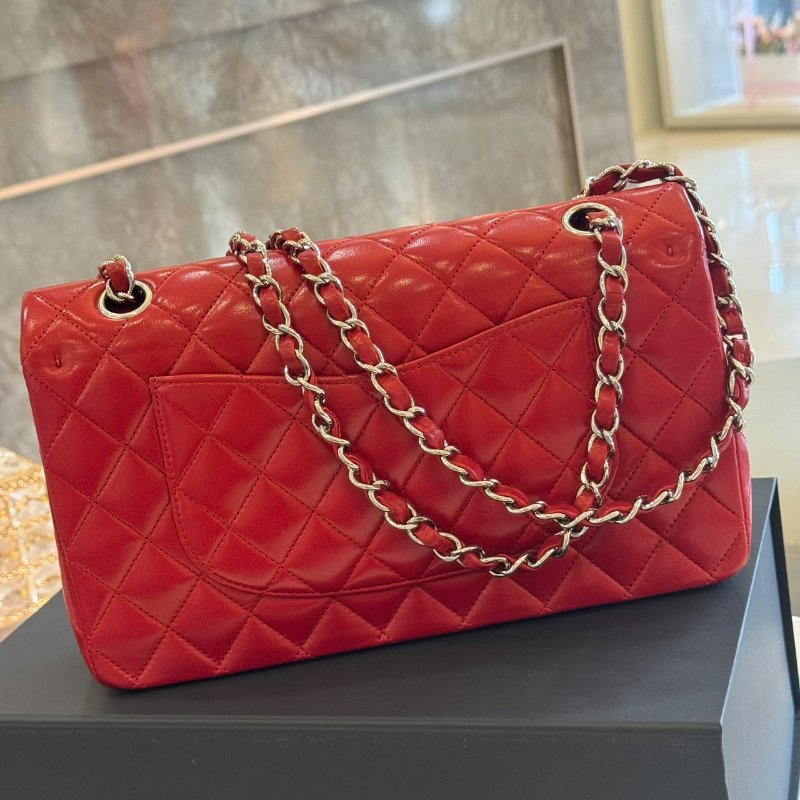 *SHIHNA名牌精品* Chanel Coco 紅色羊皮銀釦 CF25口蓋包-4