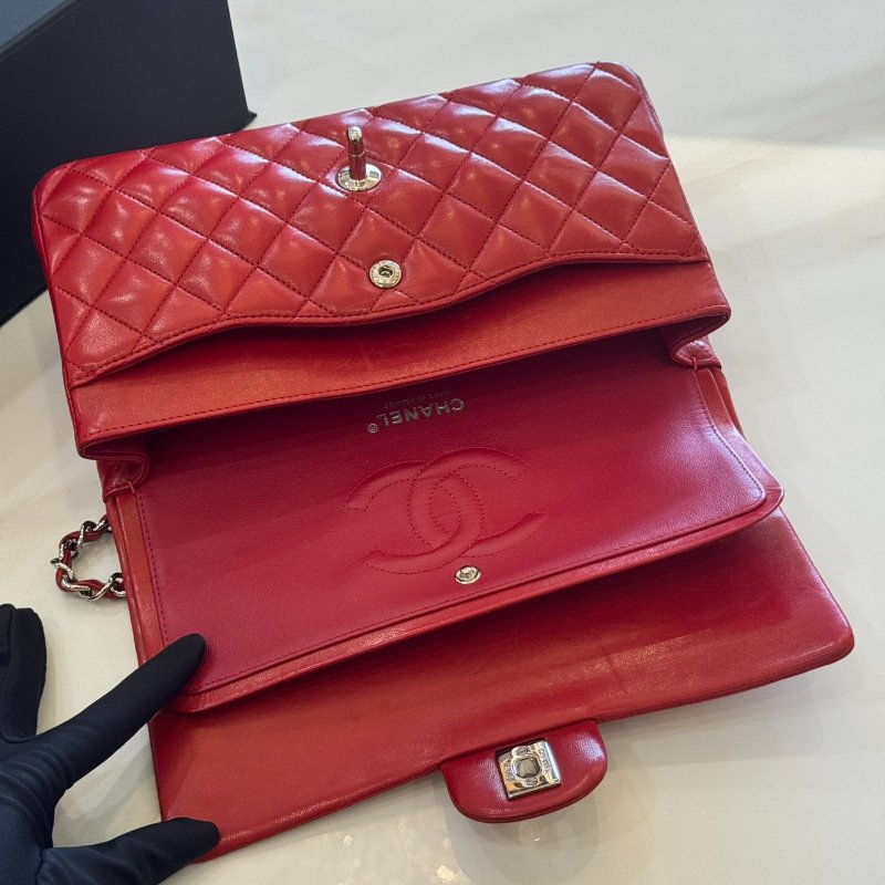 *SHIHNA名牌精品* Chanel Coco 紅色羊皮銀釦 CF25口蓋包-8
