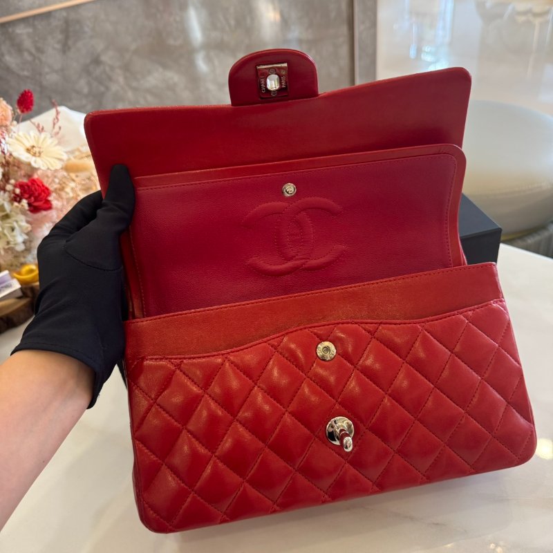 *SHIHNA名牌精品* Chanel Coco 紅色羊皮銀釦 CF25口蓋包-11