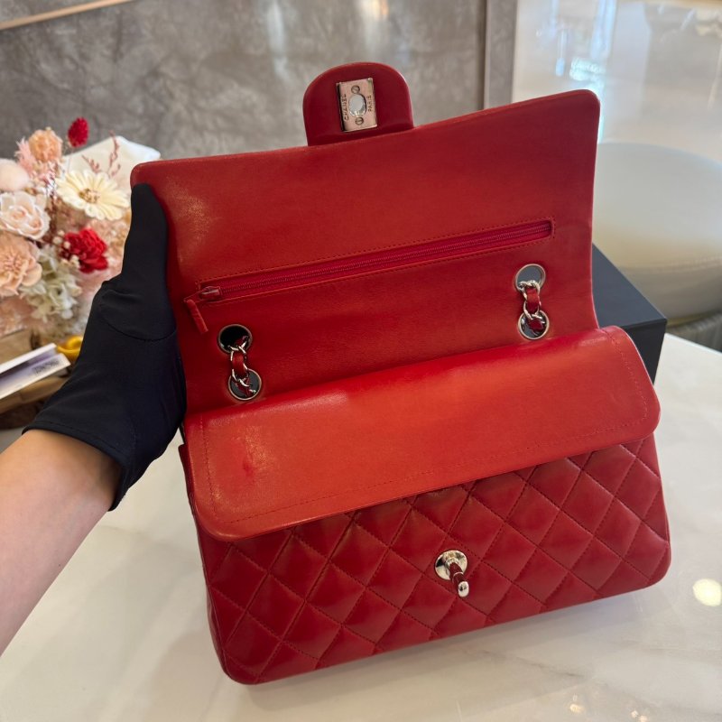*SHIHNA名牌精品* Chanel Coco 紅色羊皮銀釦 CF25口蓋包-12