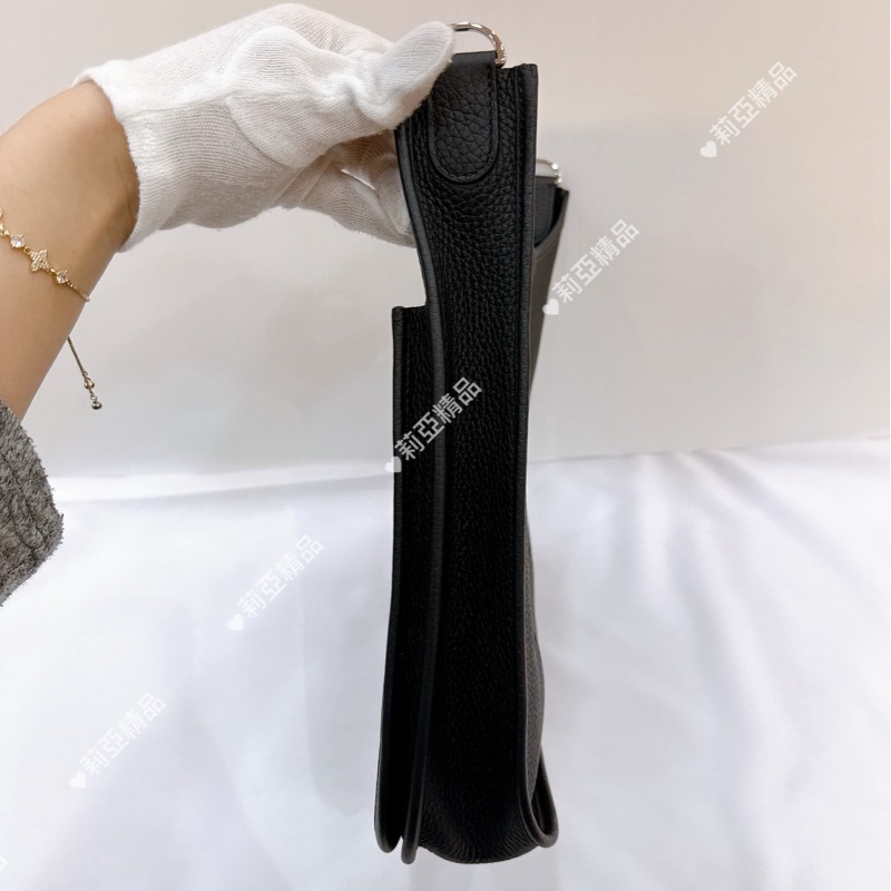 莉亞精品♡Hermes Evelyn 29 黑銀 K刻 TC皮 二手-3