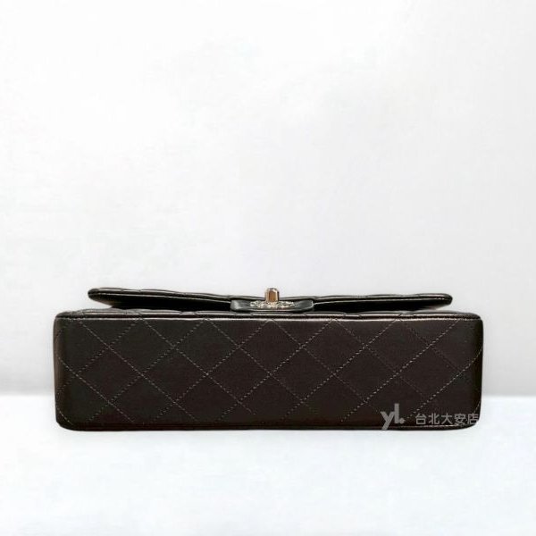 A13180-Chanel CF25黑銀羊皮菱格紋coco25 口蓋包/A01112-4