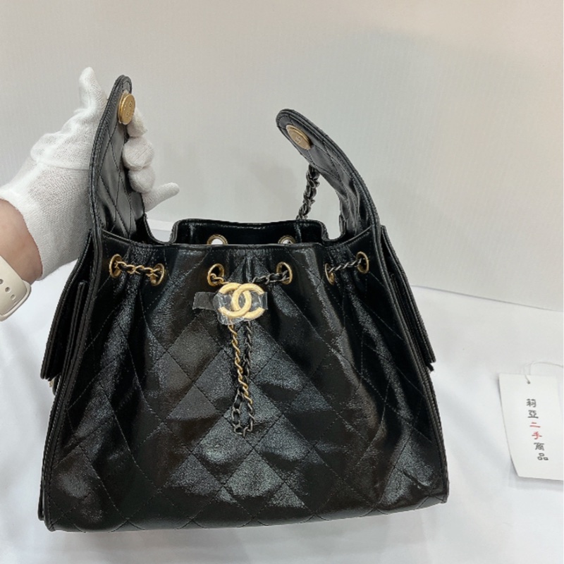 莉亞精品♡Chanel AS5293 25bag 亮面折紋小牛皮 二手-4