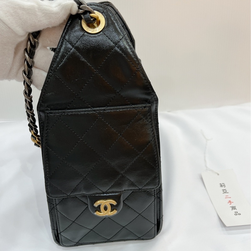 莉亞精品♡Chanel AS5293 25bag 亮面折紋小牛皮 二手-7