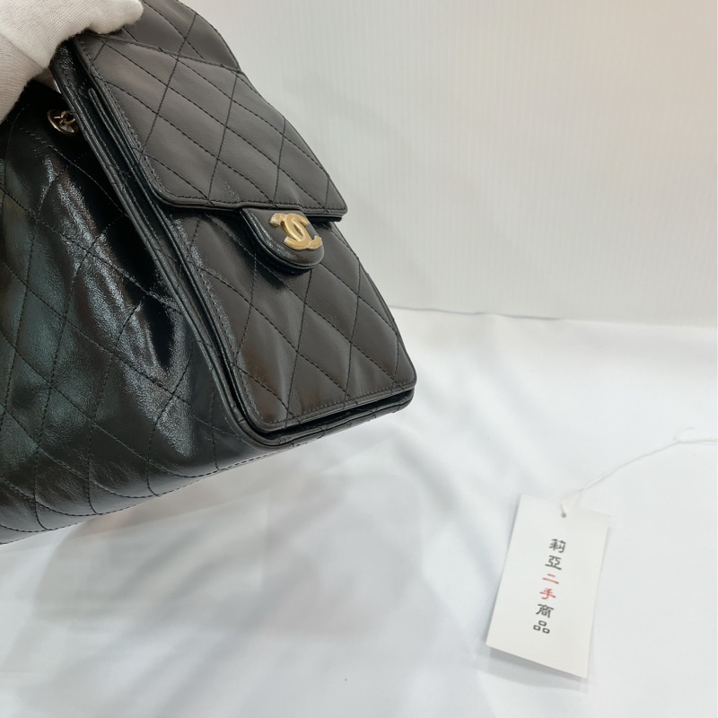 莉亞精品♡Chanel AS5293 25bag 亮面折紋小牛皮 二手-12