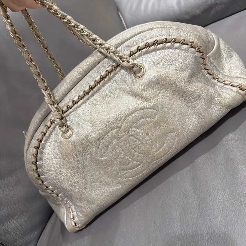 Chanel 機場包 旅行包 保齡球包/絕版香奈兒香檳金®️-1