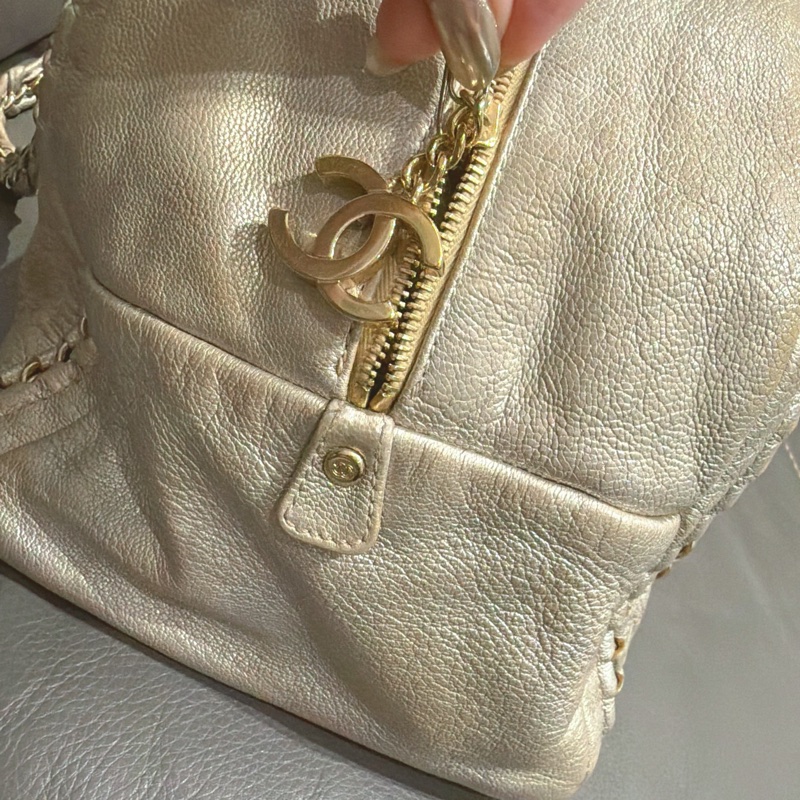 Chanel 機場包 旅行包 保齡球包/絕版香奈兒香檳金®️-3