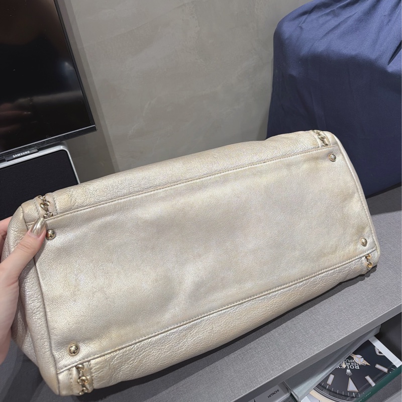 Chanel 機場包 旅行包 保齡球包/絕版香奈兒香檳金®️-8