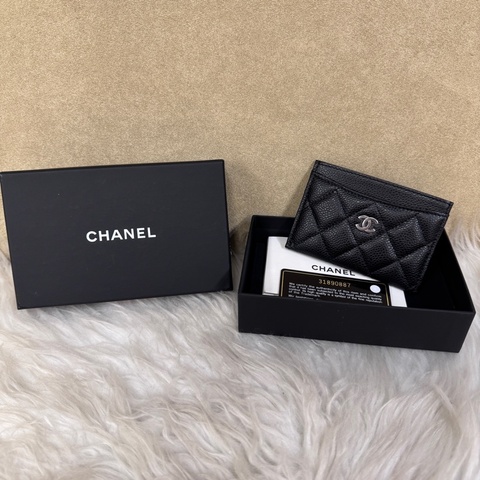 Chanel 經典款卡夾黑銀荔枝皮 閒置品
