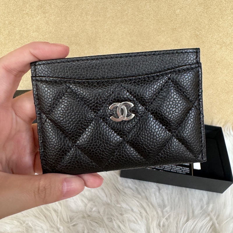 Chanel 經典款卡夾黑銀荔枝皮 閒置品-1
