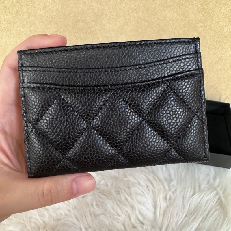 Chanel 經典款卡夾黑銀荔枝皮 閒置品-3