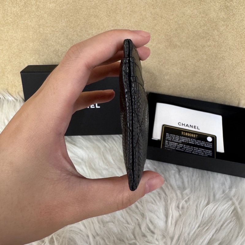 Chanel 經典款卡夾黑銀荔枝皮 閒置品-4