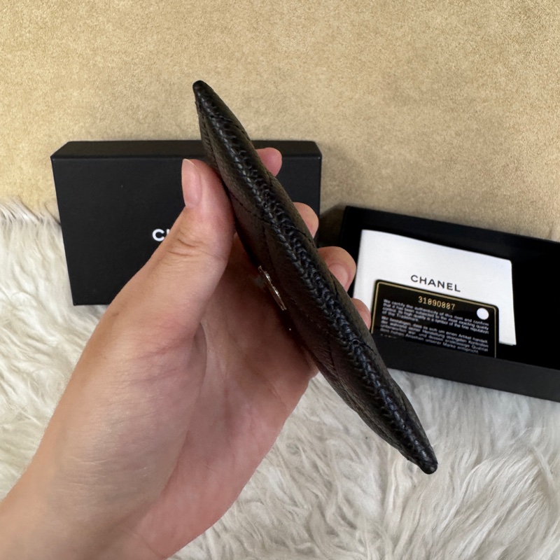 Chanel 經典款卡夾黑銀荔枝皮 閒置品-5