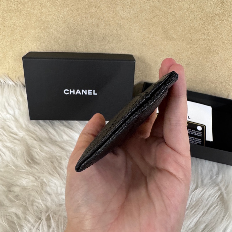 Chanel 經典款卡夾黑銀荔枝皮 閒置品-6