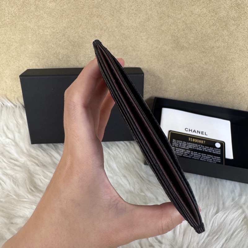 Chanel 經典款卡夾黑銀荔枝皮 閒置品-7