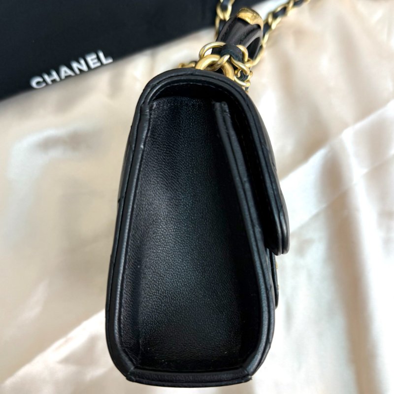 Chanel 22B小廢包 金屬手柄 羊皮 黑色-3