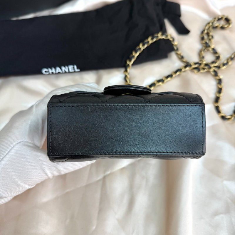 Chanel 22B小廢包 金屬手柄 羊皮 黑色-5