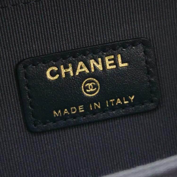 Chanel 牛皮帆布菱格紋雙C Logo拉鍊斜背包單肩包-7