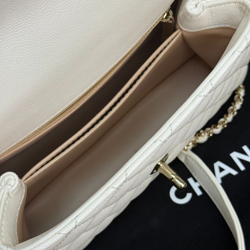Chanel COCO HANDLE 白色 菱格紋 荔枝牛皮 小號 金扣 芯片-7