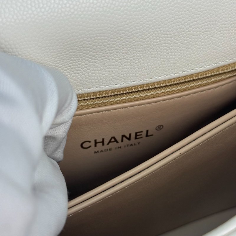 Chanel COCO HANDLE 白色 菱格紋 荔枝牛皮 小號 金扣 芯片-8